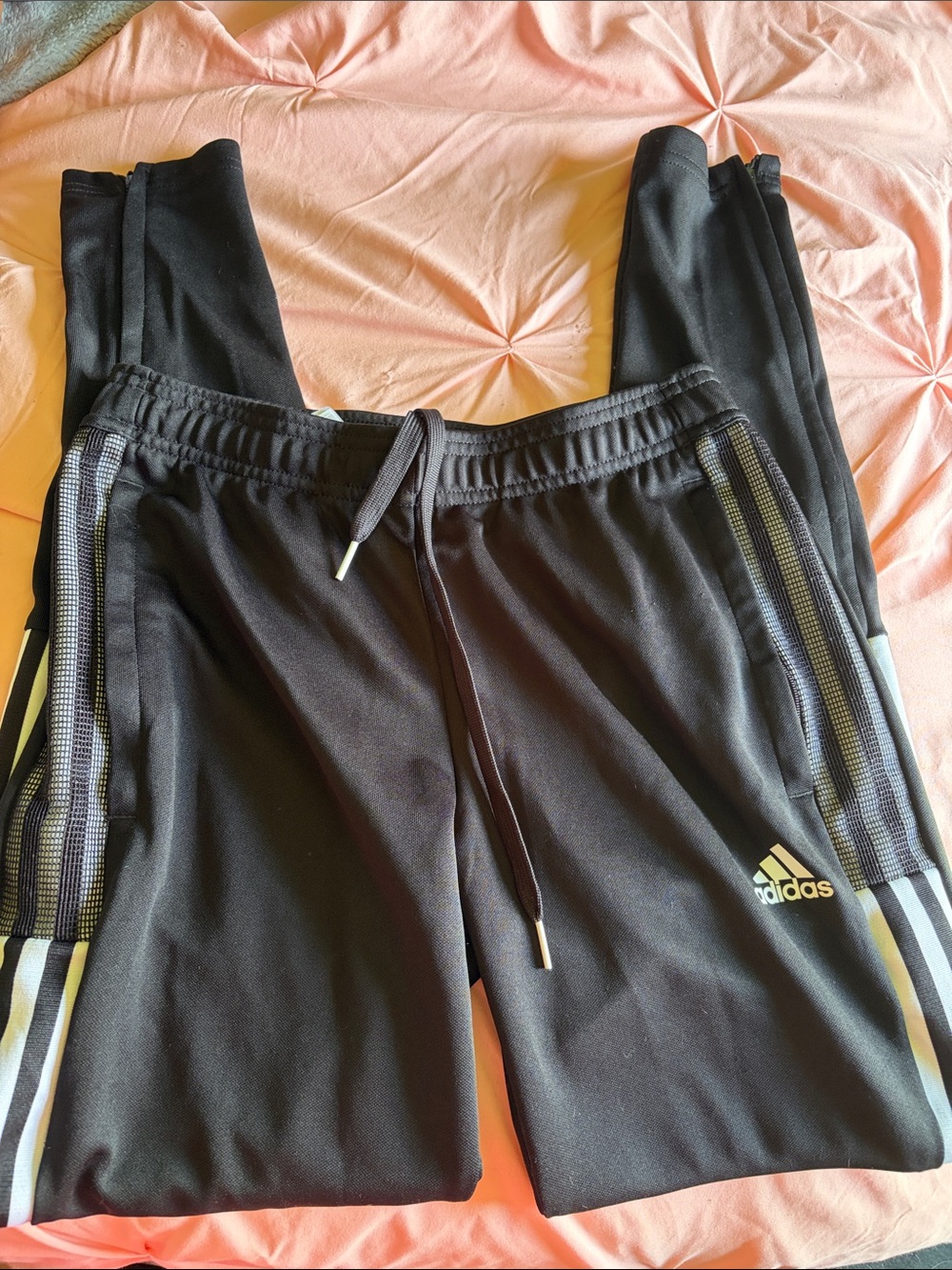 adidas Black women’s Joggers with White Side Stripes